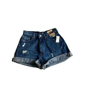 Aeropostale Womens High Rise Curvy Mom Jean Shorts Size 4 Distressed Cuffed 90s
